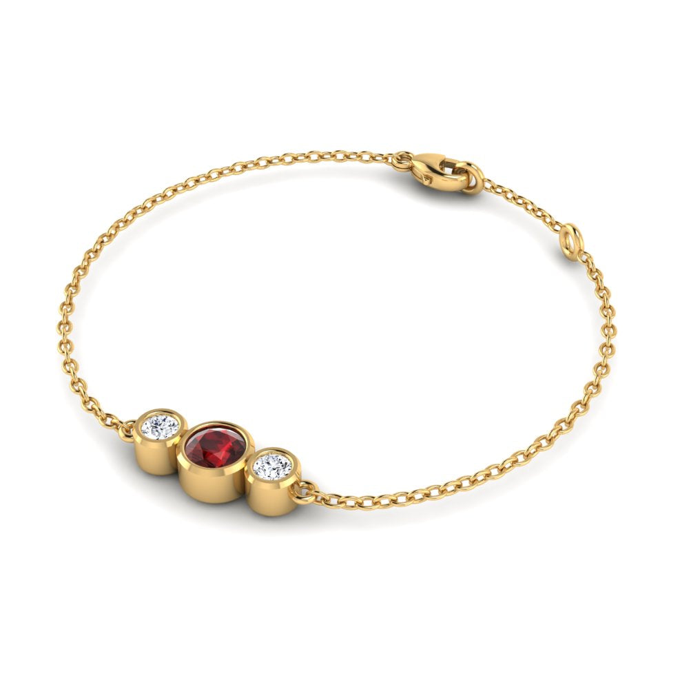 14K Yellow Gold Garnet & Diamond Bracelet