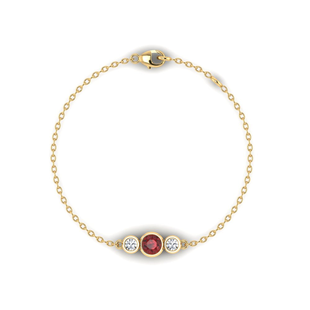 14K Yellow Gold Garnet & Diamond Bracelet