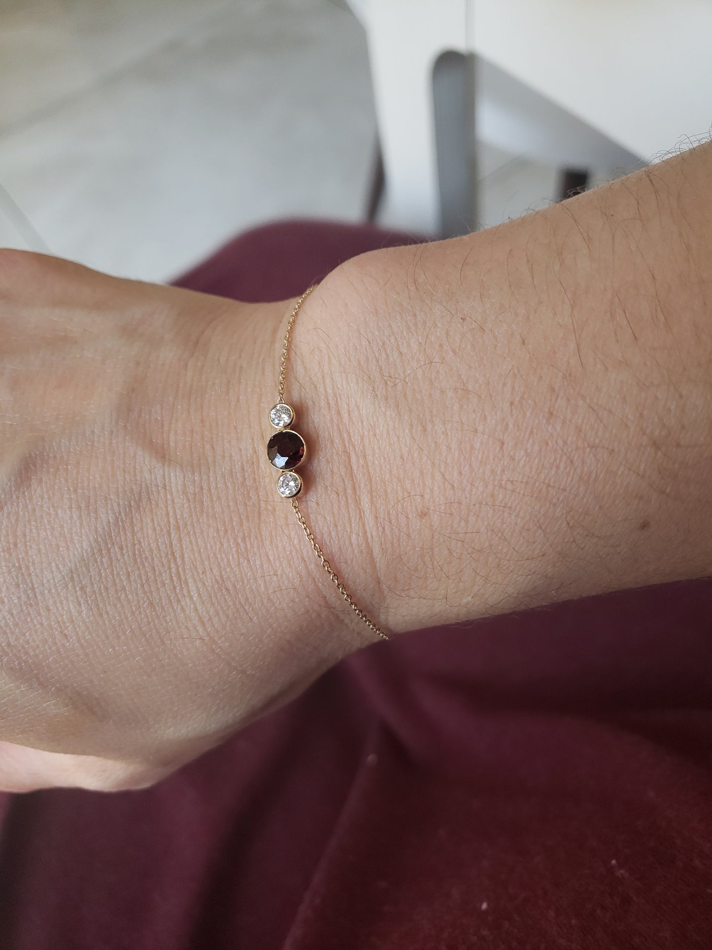 14K Yellow Gold Garnet & Diamond Bracelet