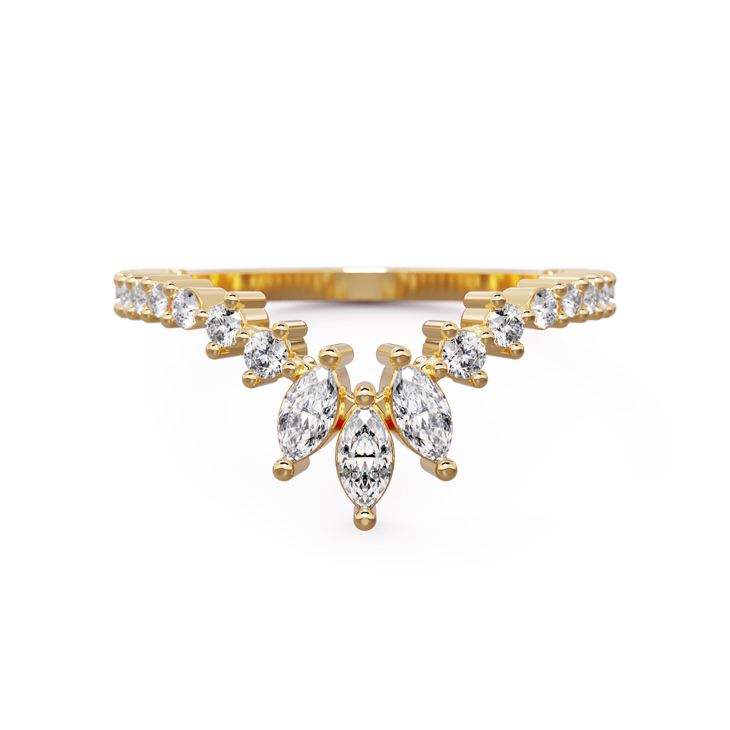 Diamond Crown Marquise Stacking Ring