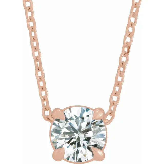 Diamond Solitare Four Prong Necklace