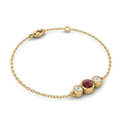 14K Yellow Gold Garnet & Diamond Bracelet