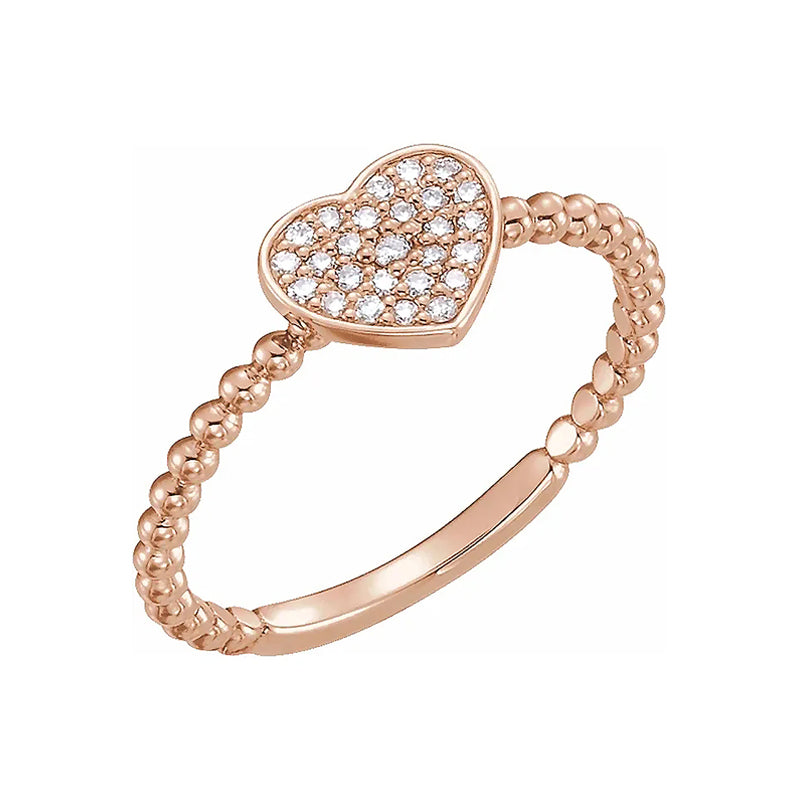 Diamond Heart Twisted Rope Stacking Ring