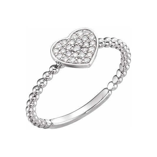 Diamond Heart Twisted Rope Stacking Ring