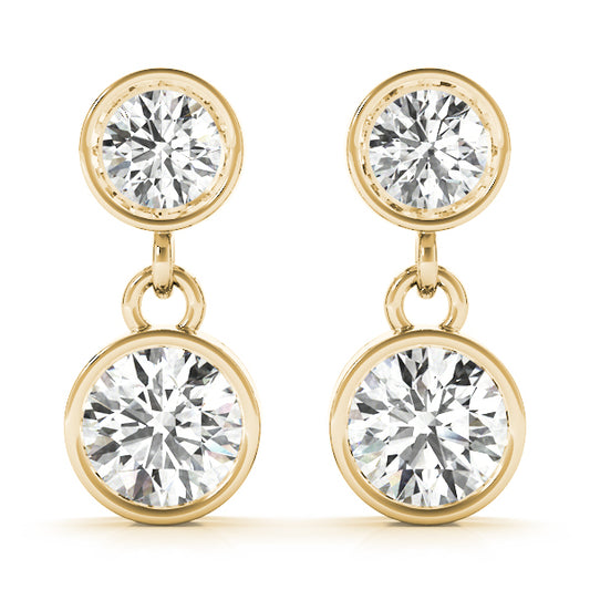 Bezel Set Diamond Drop Earrings