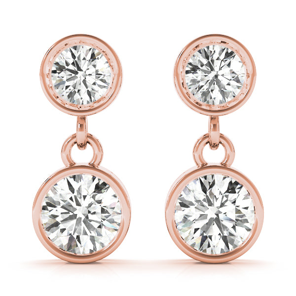 Bezel Set Diamond Drop Earrings