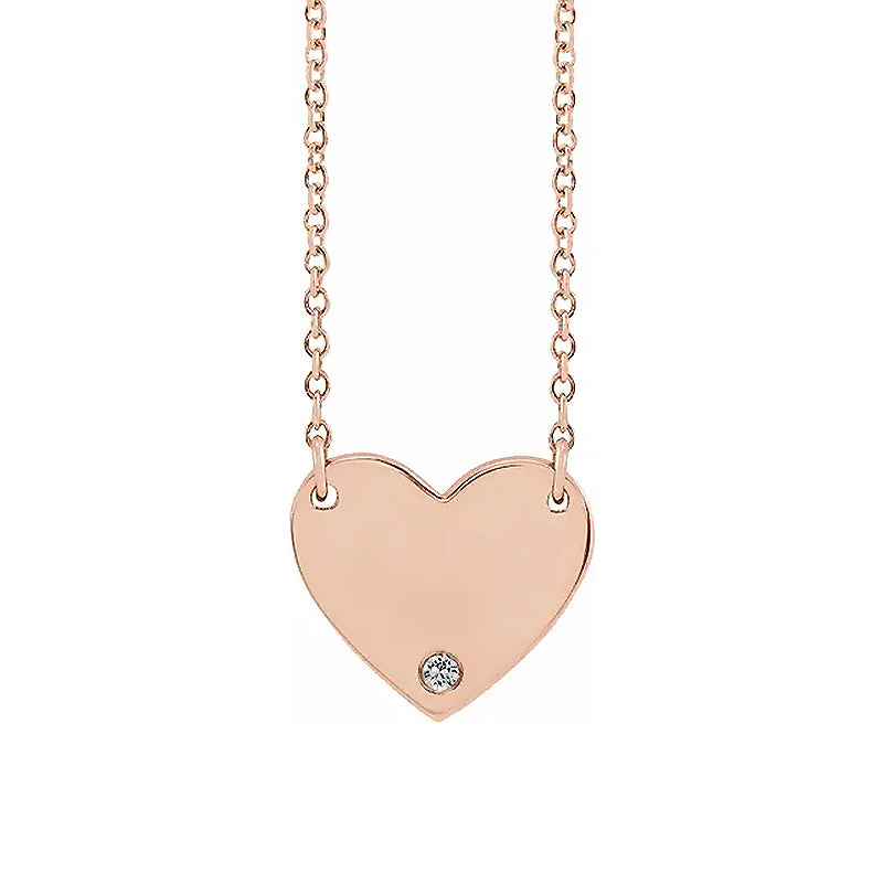 Engraveable Diamond Heart Necklace