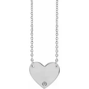 Engraveable Diamond Heart Necklace