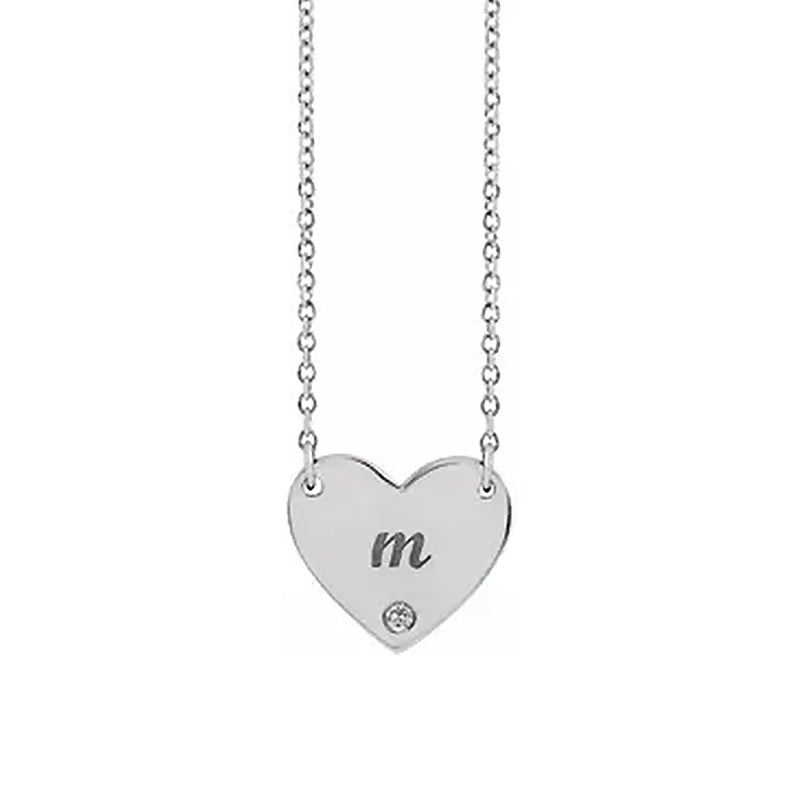 Engraveable Diamond Heart Necklace