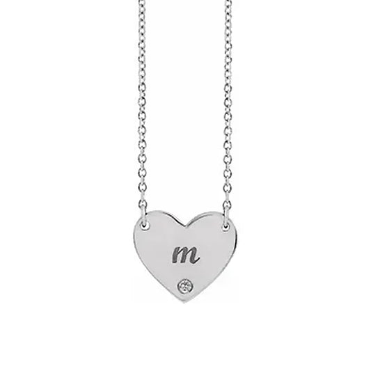 Engraveable Diamond Heart Necklace