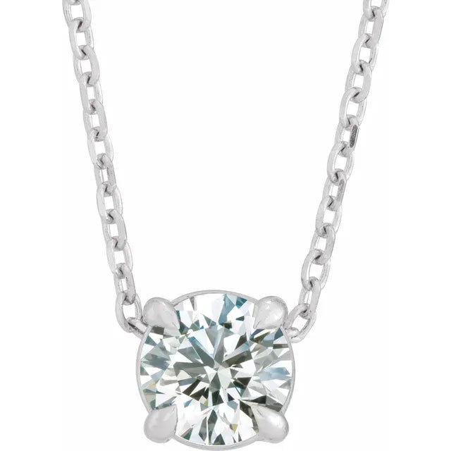 Diamond Solitare Four Prong Necklace