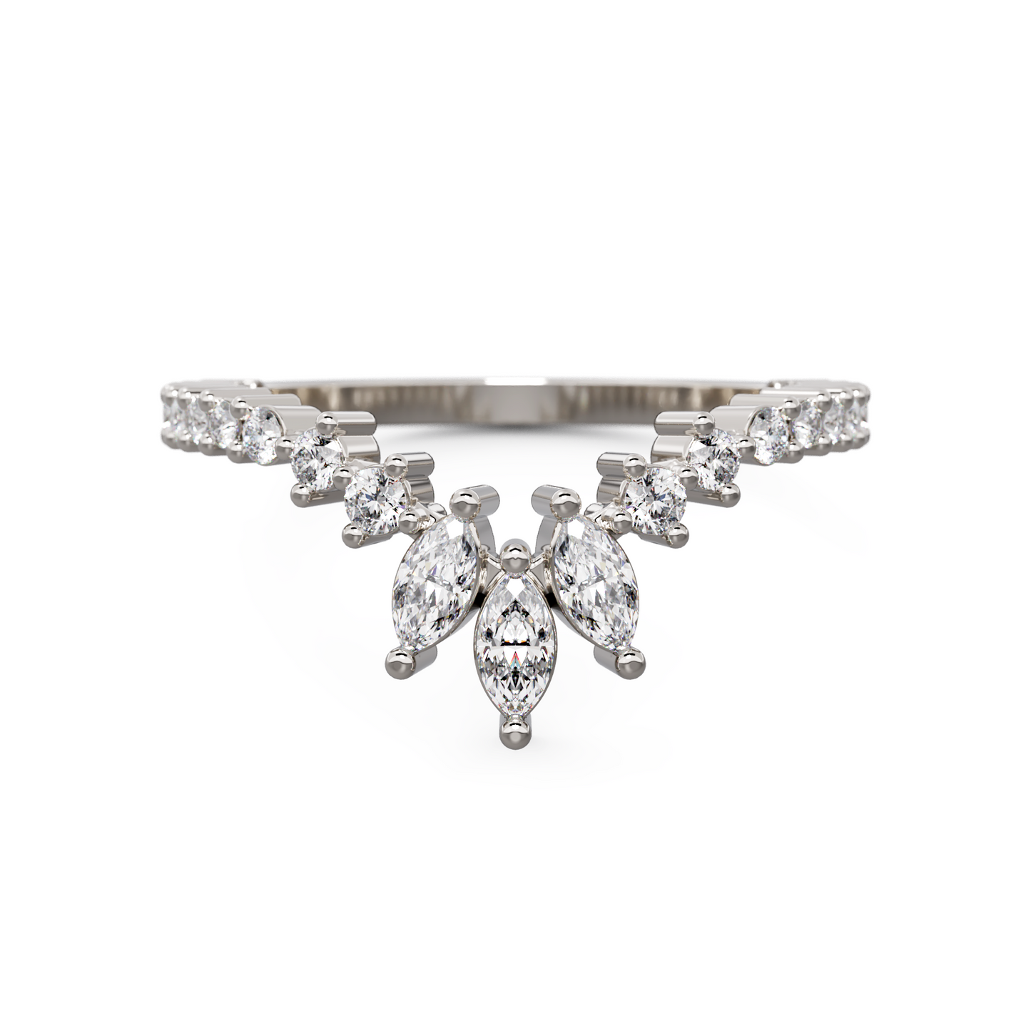 Diamond Crown Marquise Stacking Ring